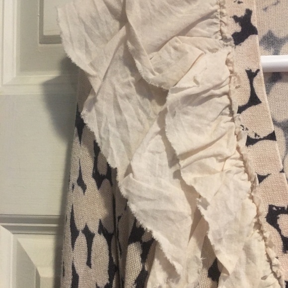 Simply Vera Wang Cotton/Rayon Cardigan - Lightweight, Ruffled Collar, Size L - Picture 3 of 5